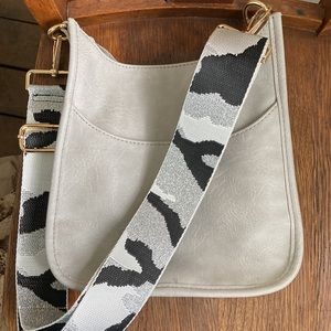 ah-dorned Vegan crossbody purse handbag Silver Camo Strap
